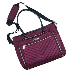 Reaction, Kenneth Cole, Burgundy/Plum Chevron Quilted Laptop Bag